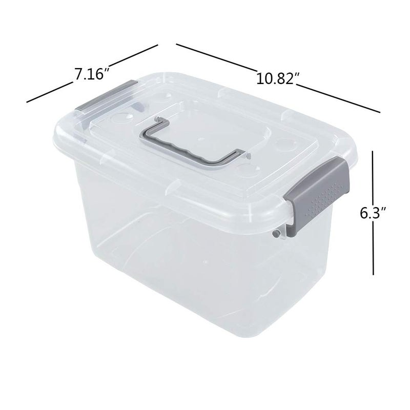 Qskely 6-Pack Clear Plastic Latch Storage Box with Lid, 5 L Clear Storage Latch Bin, F - Image 2